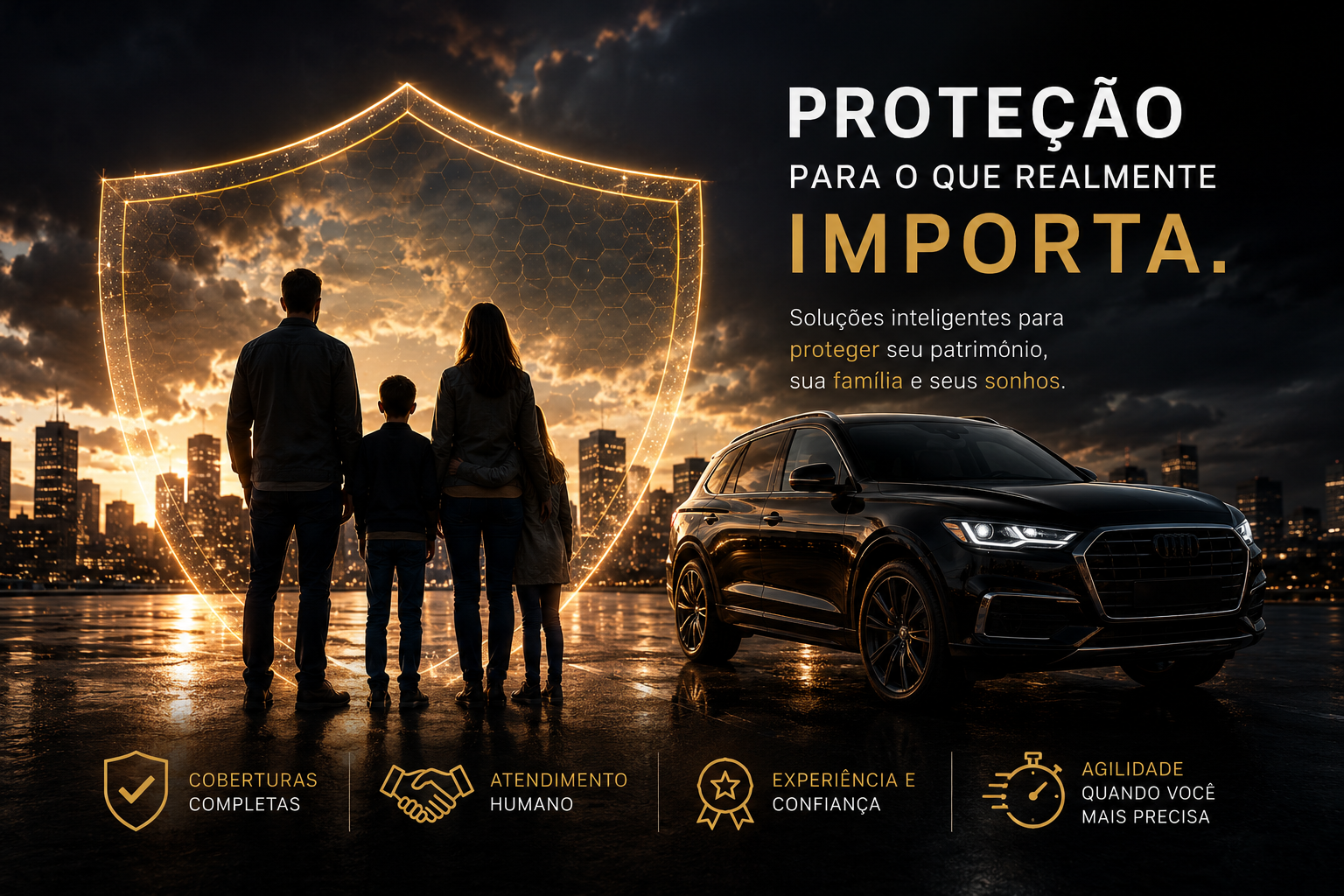 Proteção para o que realmente importa: família, patrimônio, sonhos e veículo